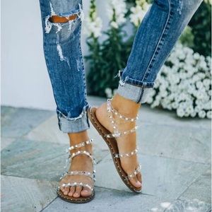 VICI Collection - Venus Studded Strappy Sandal - Clear